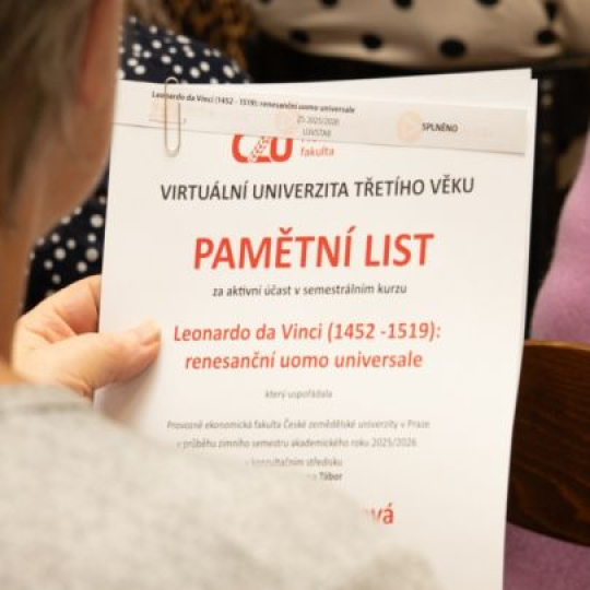 Slavnostní předání pamětních listů VU3V